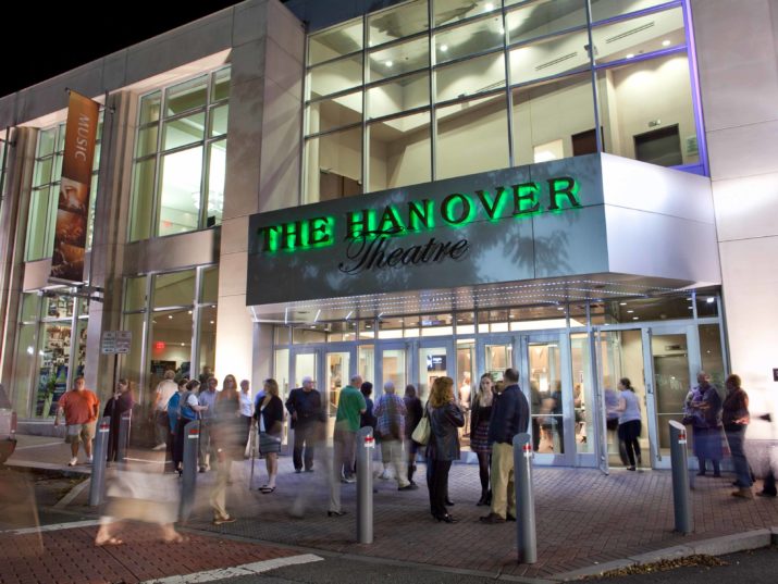 entrance to the Hanover Theatre at night.