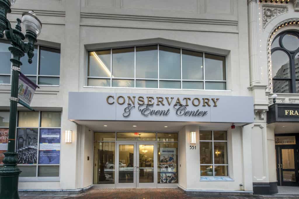 A picture of the entrance to The Hanover Theatre Conservatory & Event Center. 