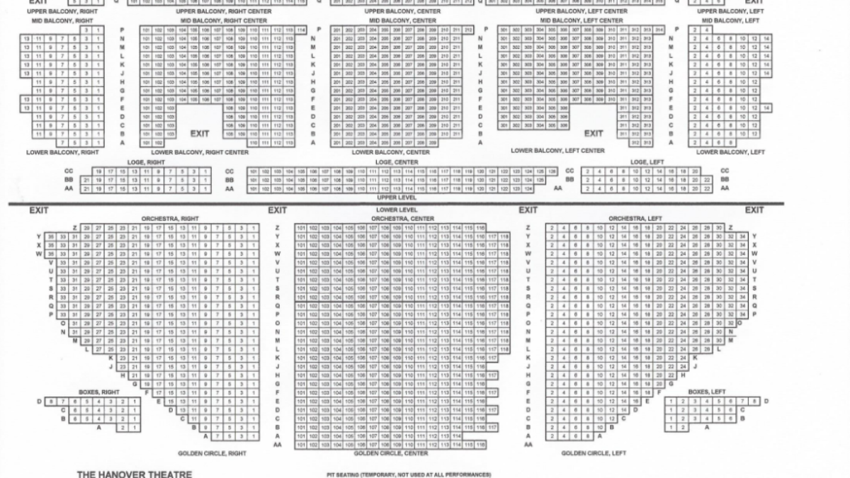 Seating Chart Hanover Theatre and Conservatory