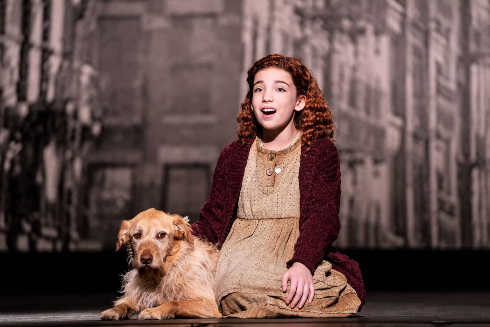 Ellie Pulsifer as Annie and Addison as Sandy in the 2022 company of ANNIE