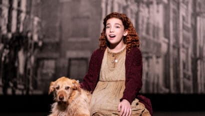 Ellie Pulsifer as Annie and Addison as Sandy in the 2022 company of ANNIE