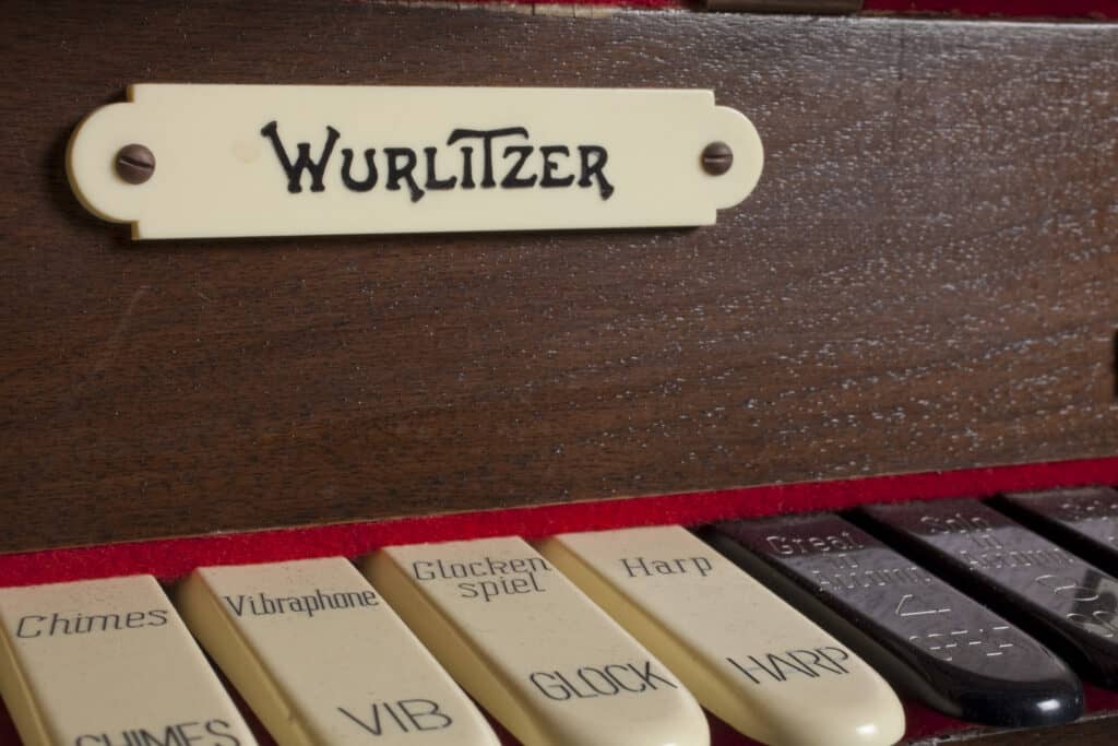 A close-up of the Mighty Wurlitzer organ