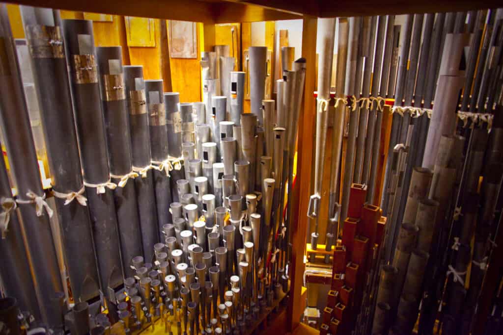 The pipes inside the Mighty Wurlitzer Organ
