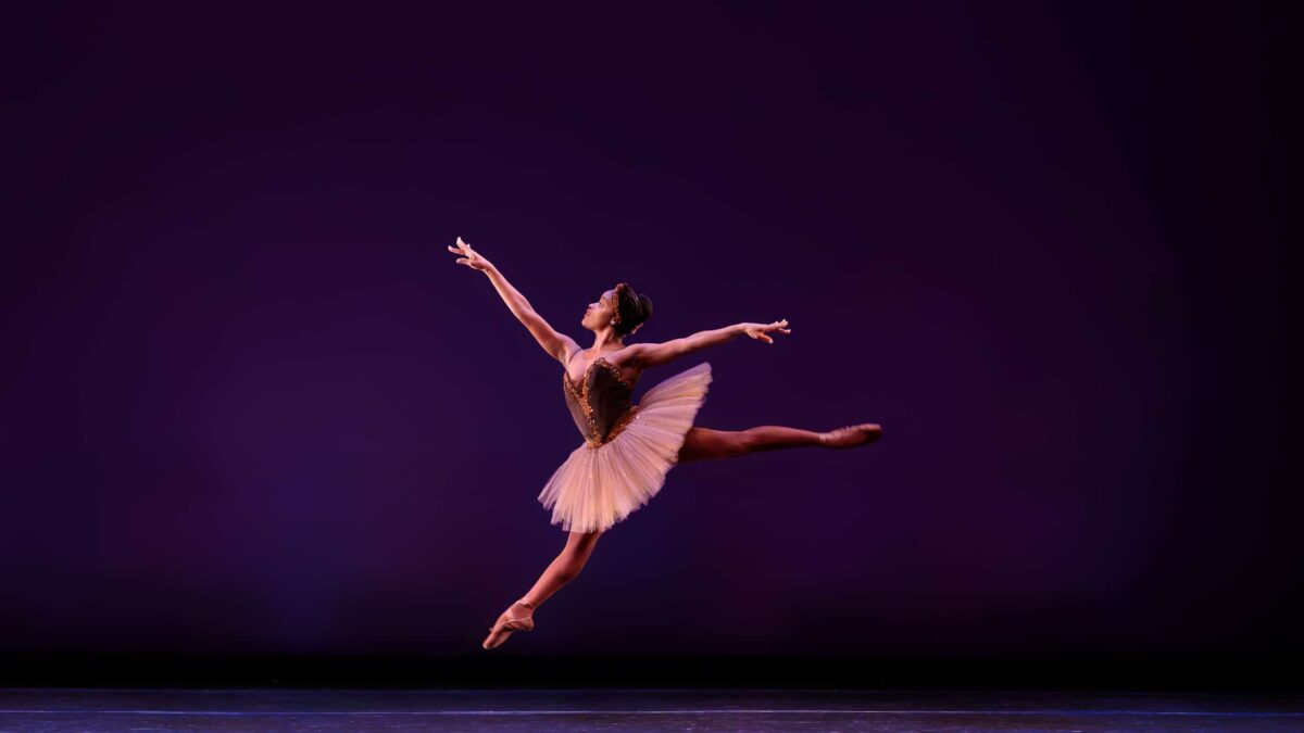 Pointe shoe and tights worn by Ingrid Silva of Dance Theatre of Harlem