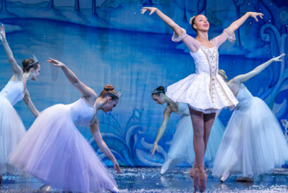 Delaney Washington as the Snow Queen with Corps de Ballet in The Nutcracker 2025 at The Hanover Theatre. Photo by Mike Nyman. - Hanover Theatre and Conservatory Delaney Washington as the Snow Queen with Corps de Ballet in The Nutcracker 2025 at The Hanover Theatre. Photo by Mike Nyman.