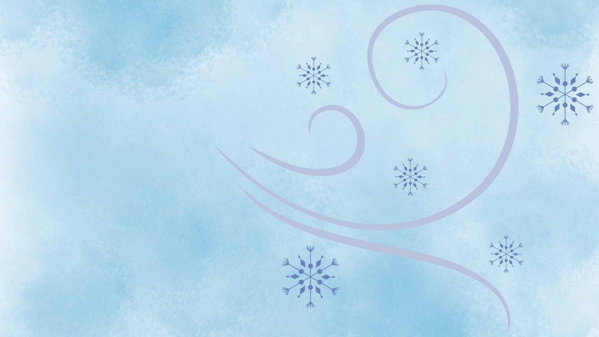 Web Size 1920x1080 YSP Pre-Teen Frozen Jr Hero Image - Hanover Theatre and Conservatory Decorative blue winter background with scattered blue snowflakes and lavender spirals/curves.